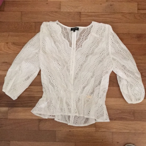 Cotton eyelet peplum blouse - Picture 8 of 8